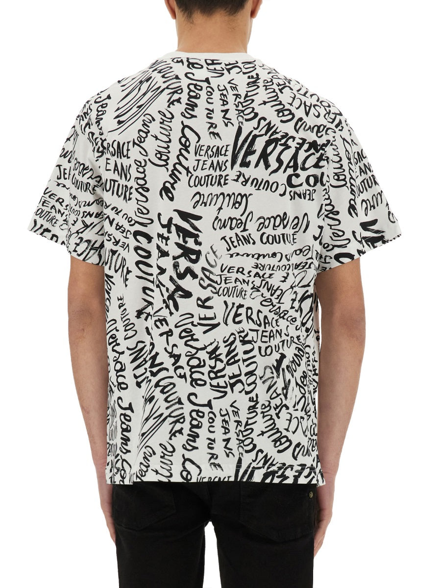 VERSACE JEANS COUTURE Logomania Print T-Shirt - Size L