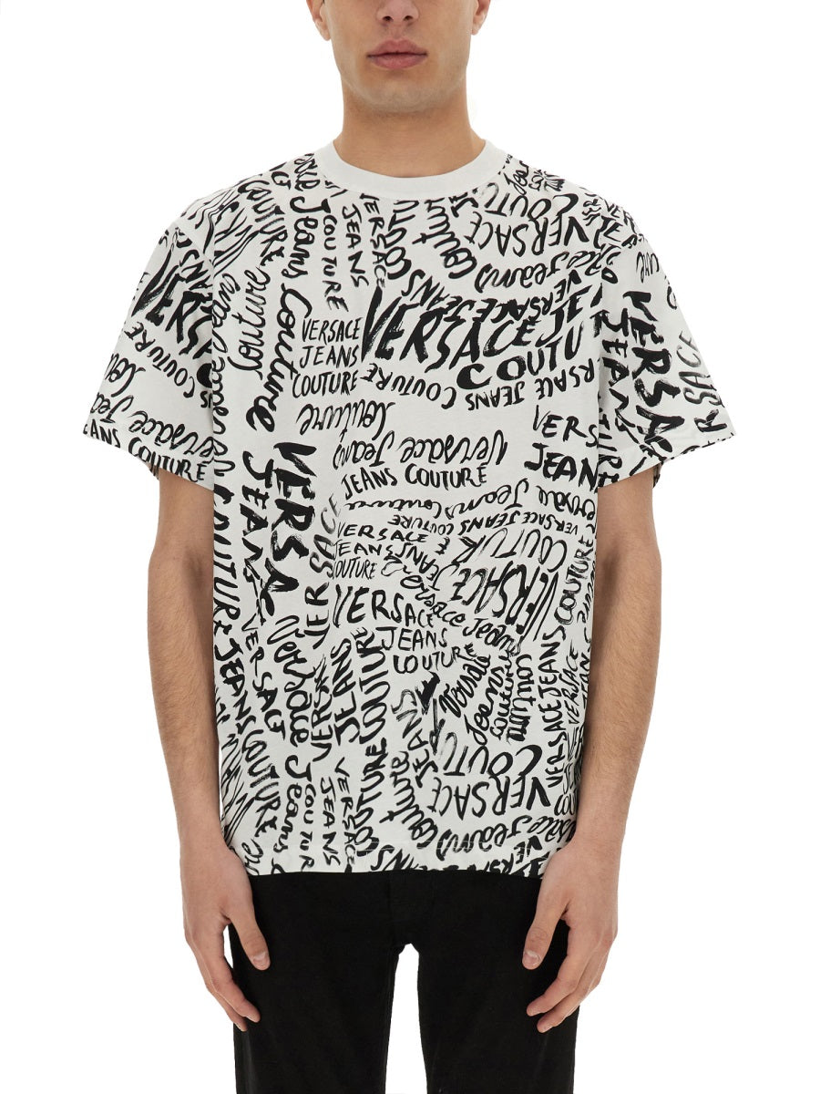 VERSACE JEANS COUTURE Logomania Print T-Shirt - Size L