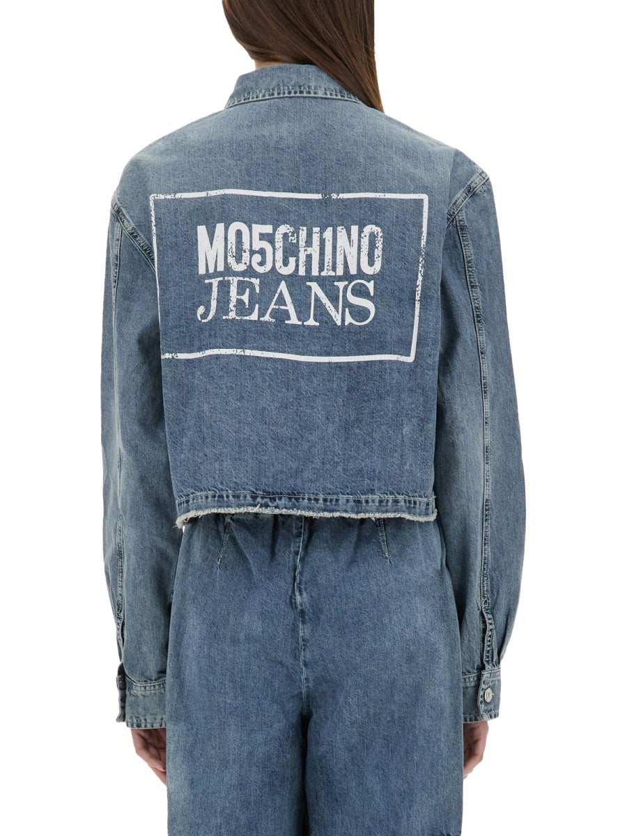 MOSCHINO JEANS Cropped Denim Jacket - Women's Size M