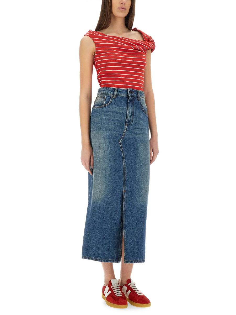 MSGM Long Denim Skirt (Size 38 IT)