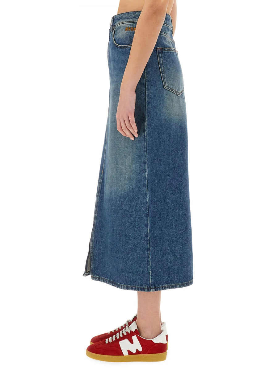 MSGM Long Denim Skirt (Size 38 IT)