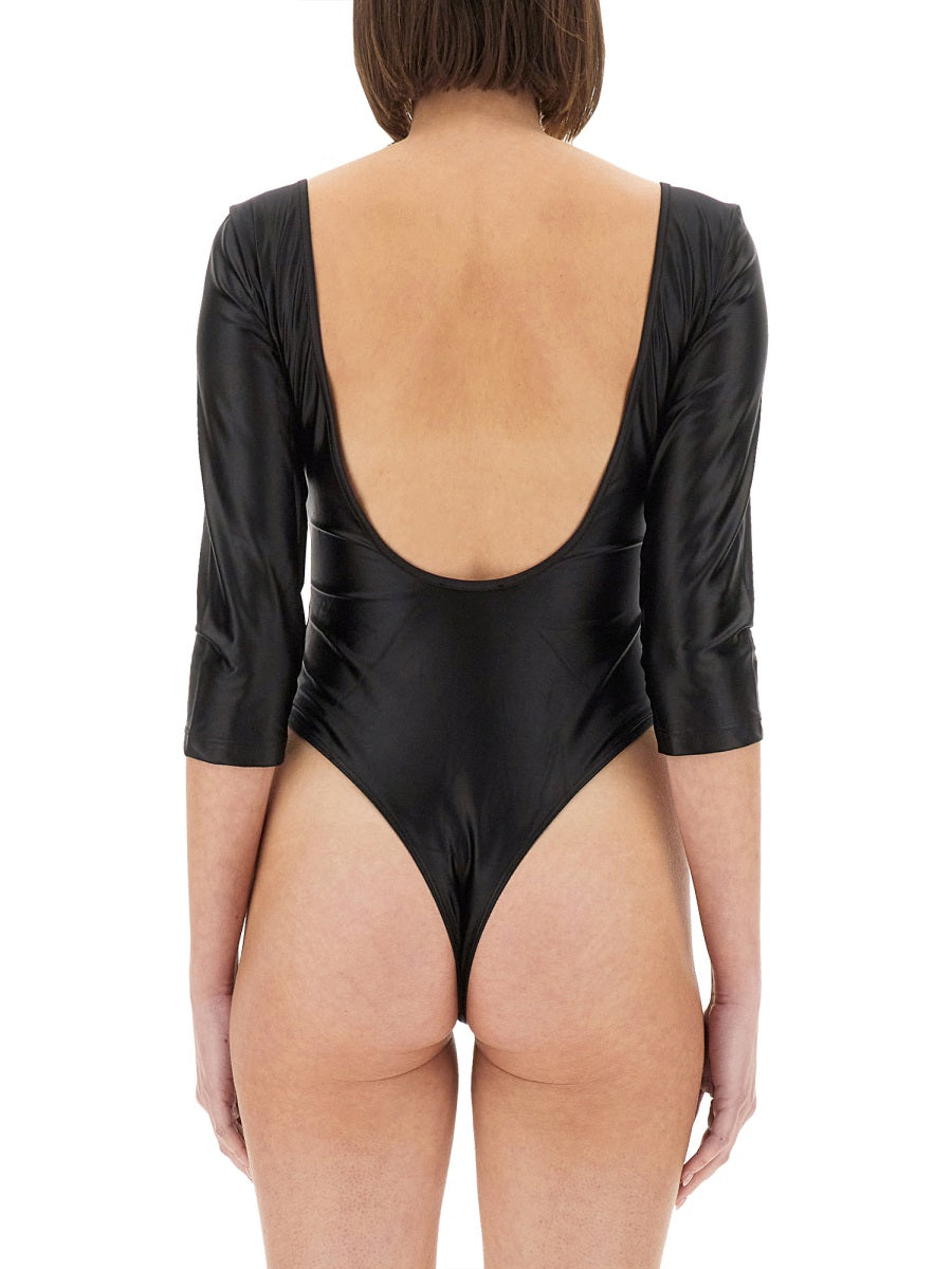 VERSACE JEANS COUTURE Slim Fit Body Warranty Logo Top (Size 38 IT)