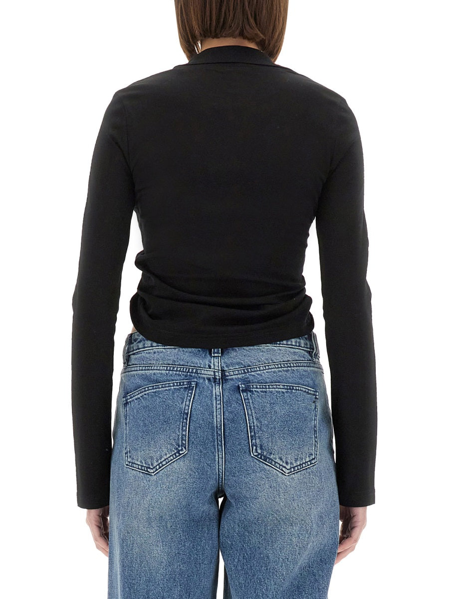 COURREGES Cropped Polo Shirt with Twist - Women's Mini Style