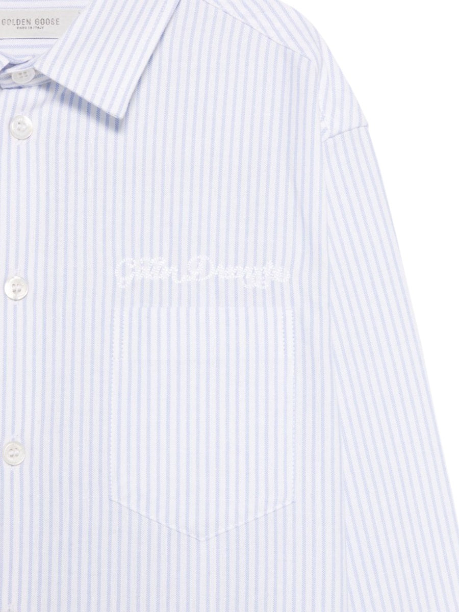 GOLDEN GOOSE Mini Boy's Striped Regular Shirt with Embroidery