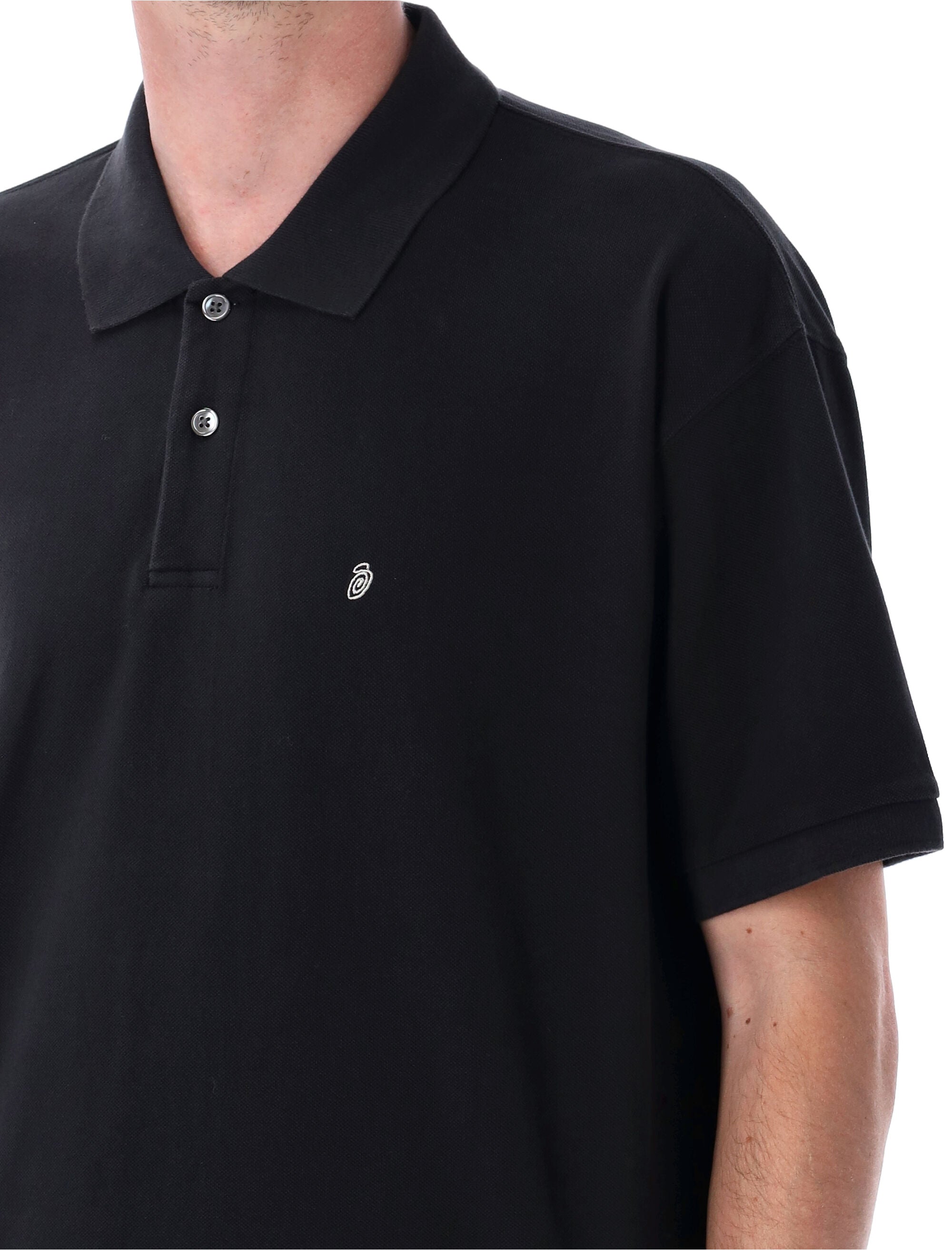 STUSSY Classic Pique Polo Shirt - Loose Fit, Size L