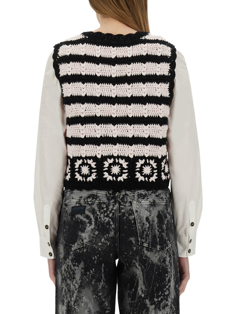 GANNI Crochet Knit Vest - Size S