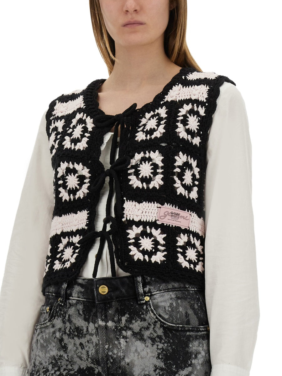 GANNI Crochet Knit Vest - Size S