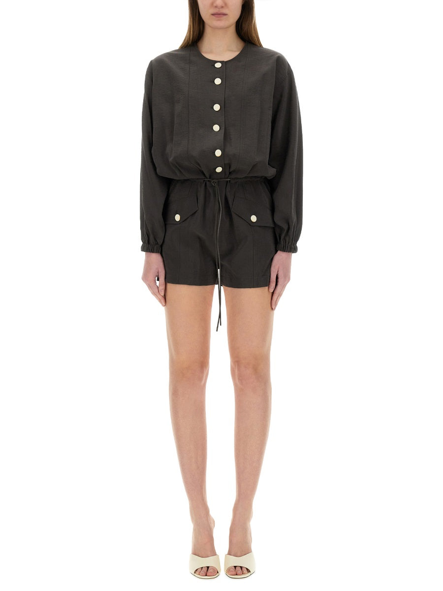 ALYSI Elegant Short Silk Canvas Jumpsuit - Size 42