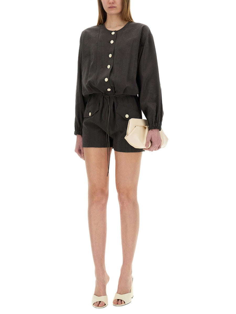 ALYSI Elegant Short Silk Canvas Jumpsuit - Size 42