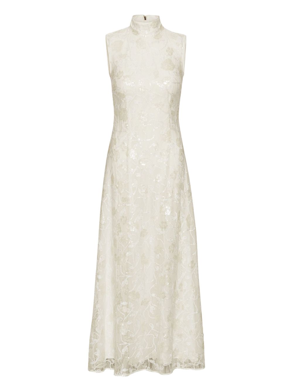 ROTATE BIRGERCHRISTENSEN Lace Sequin Maxi Dress with High Neck - Size 34