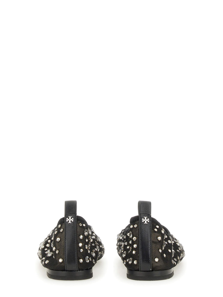 TORY BURCH Crystal-Embellished Ballerina Flats