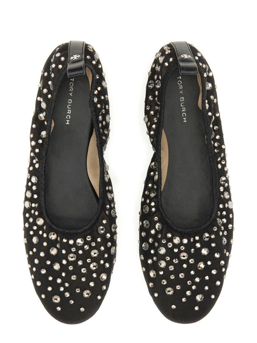 TORY BURCH Crystal-Embellished Ballerina Flats