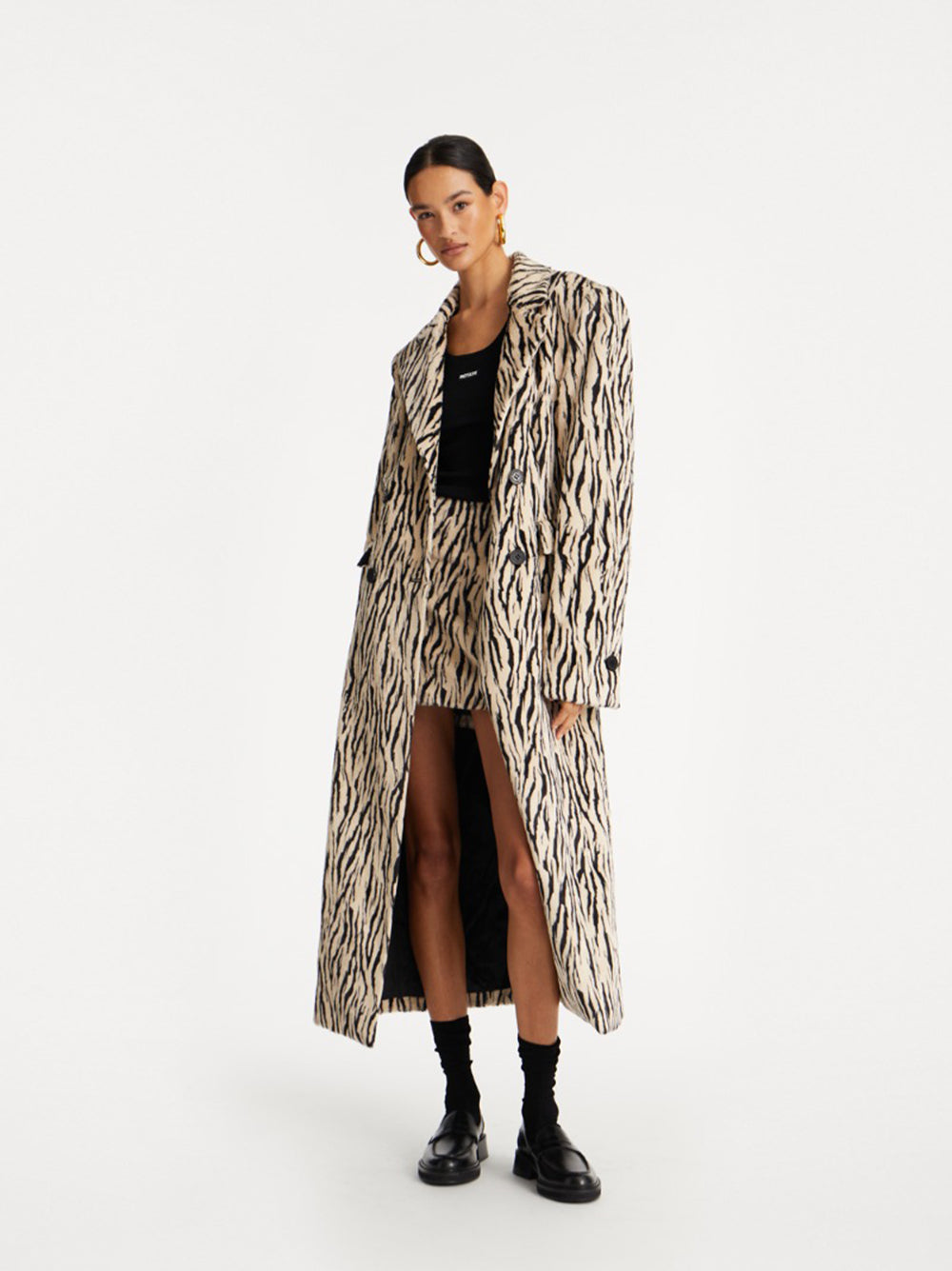ROTATE BIRGERCHRISTENSEN Mini Printed Faux Fur Skirt - Slim Fit