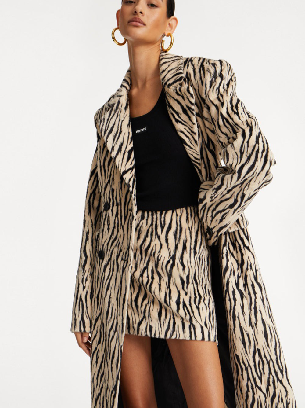 ROTATE BIRGERCHRISTENSEN Mini Printed Faux Fur Skirt - Slim Fit