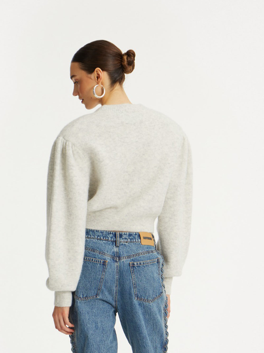 ROTATE BIRGERCHRISTENSEN Puff Sleeve Knit Cardigan