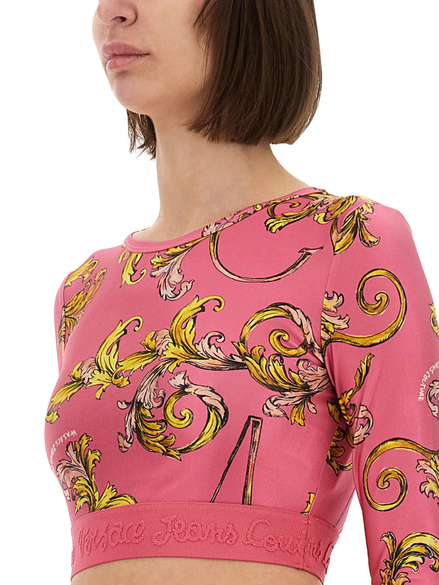 VERSACE JEANS COUTURE Cropped Baroque Mini Top - Size 40 IT