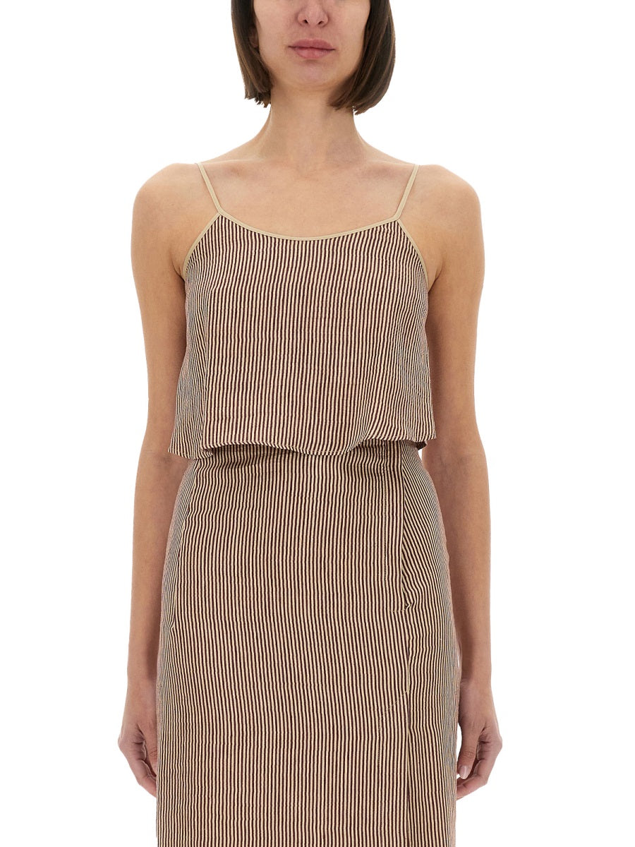 ALYSI Mini Stripe Cropped Top with Laces