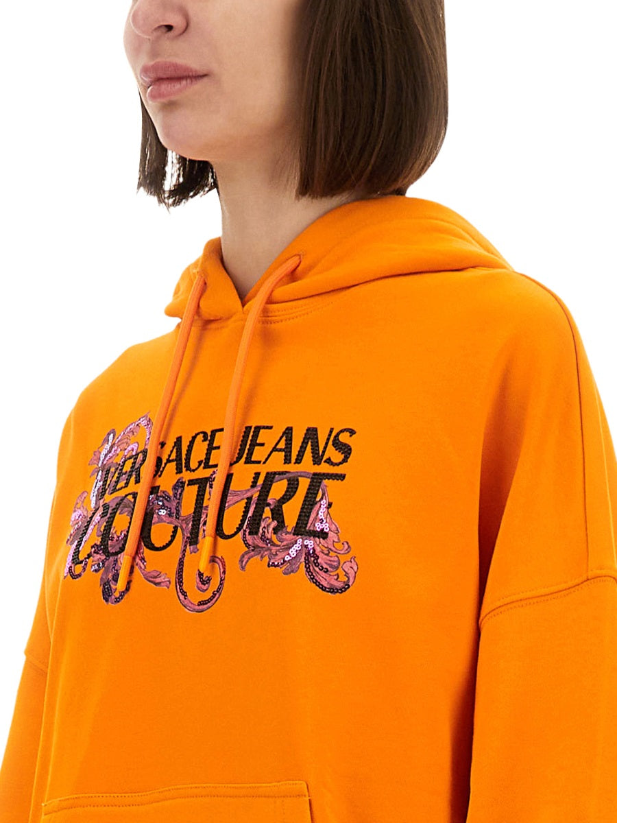 VERSACE JEANS COUTURE Hoodie with Logo and Crystals - Size S