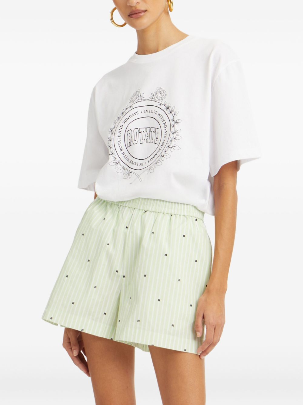 ROTATE BIRGERCHRISTENSEN Logo Shorts with Elasticated Waistband - Size 34