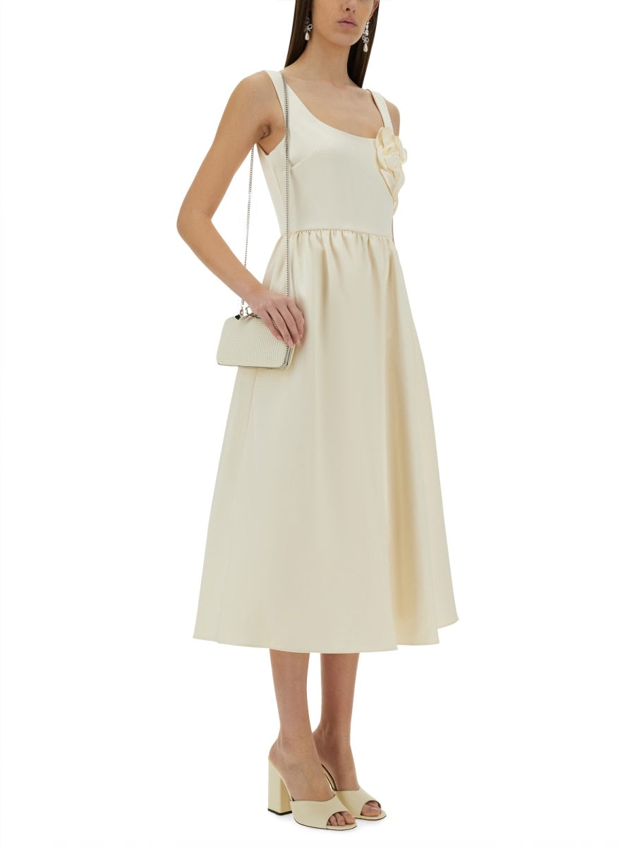 SELF-PORTRAIT Midi Dress with Floral Appliqués - Size 6