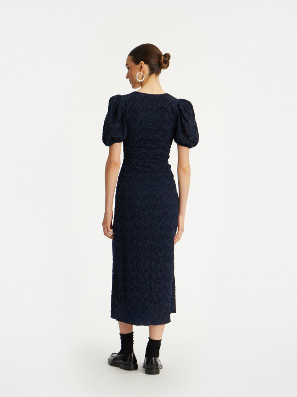 ROTATE BIRGERCHRISTENSEN Lace Mini Dress with Puff Sleeves