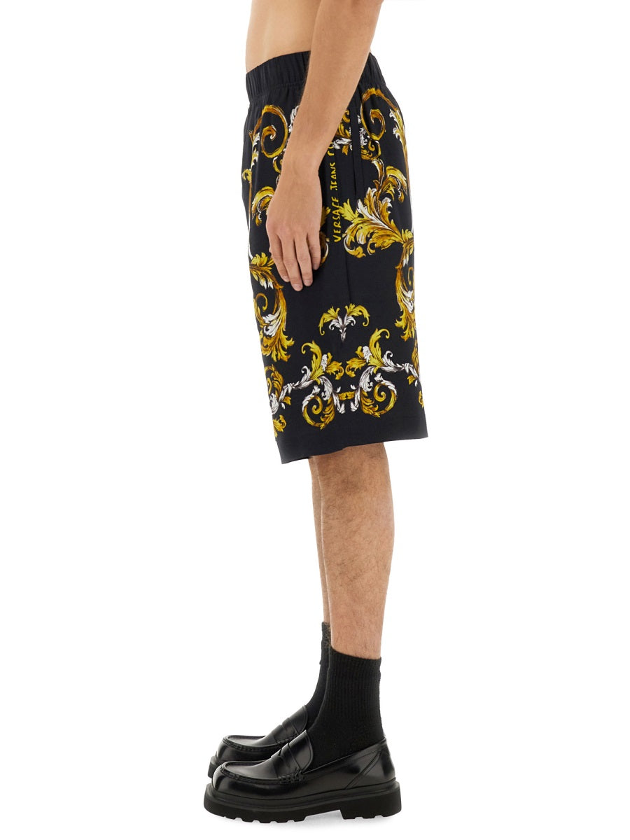 VERSACE JEANS COUTURE Baroque Outline Print Shorts - Size 48