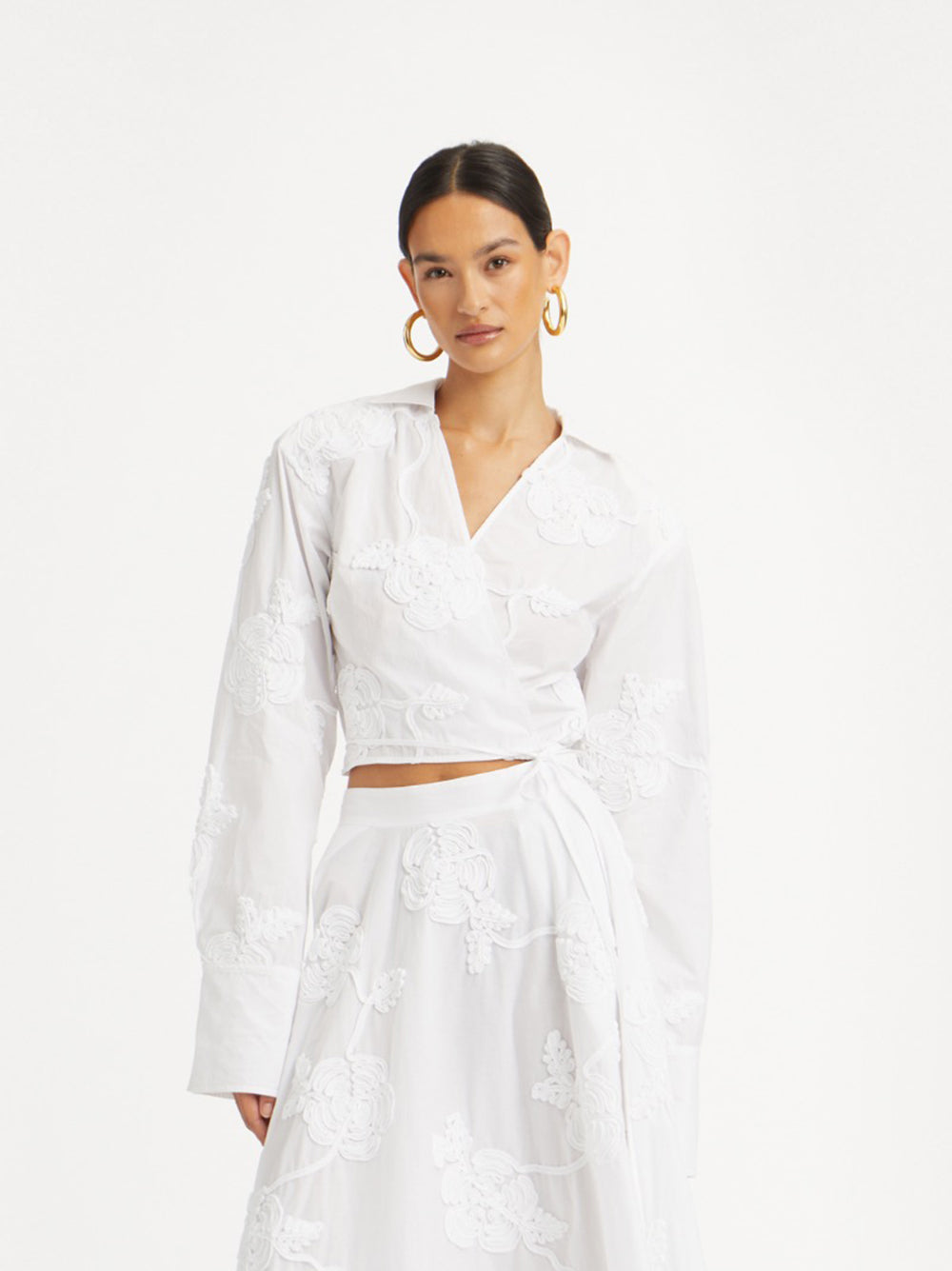 ROTATE BIRGERCHRISTENSEN Wrap Cotton Shirt - Size 34