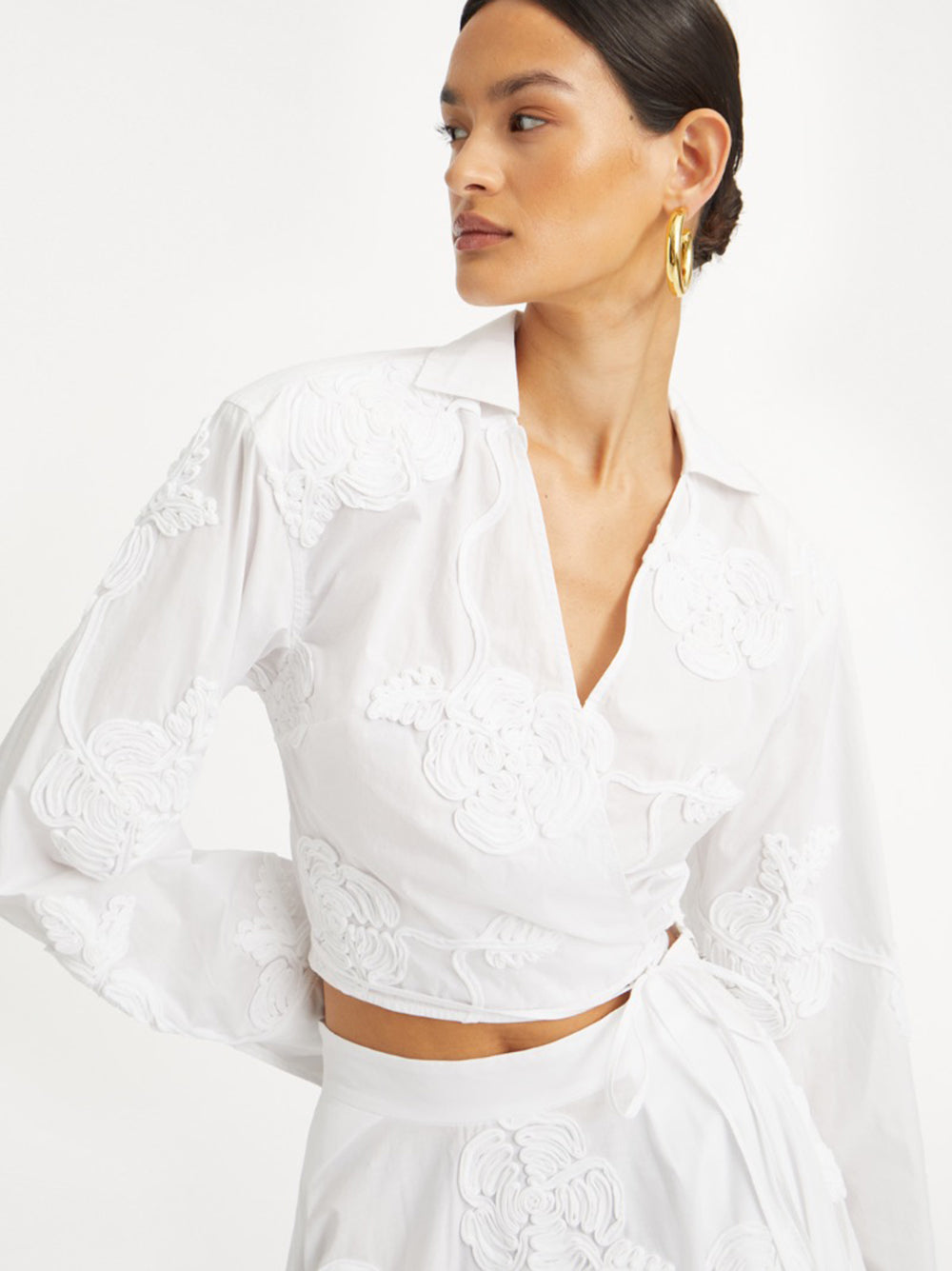 ROTATE BIRGERCHRISTENSEN Wrap Cotton Shirt - Size 34