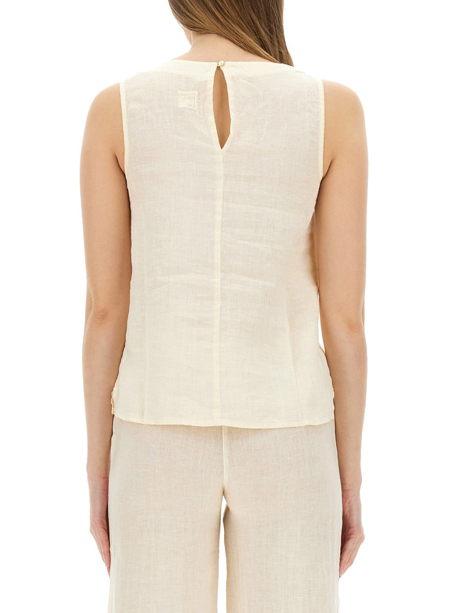 120% LINO Essential Linen Top - Size 40 IT