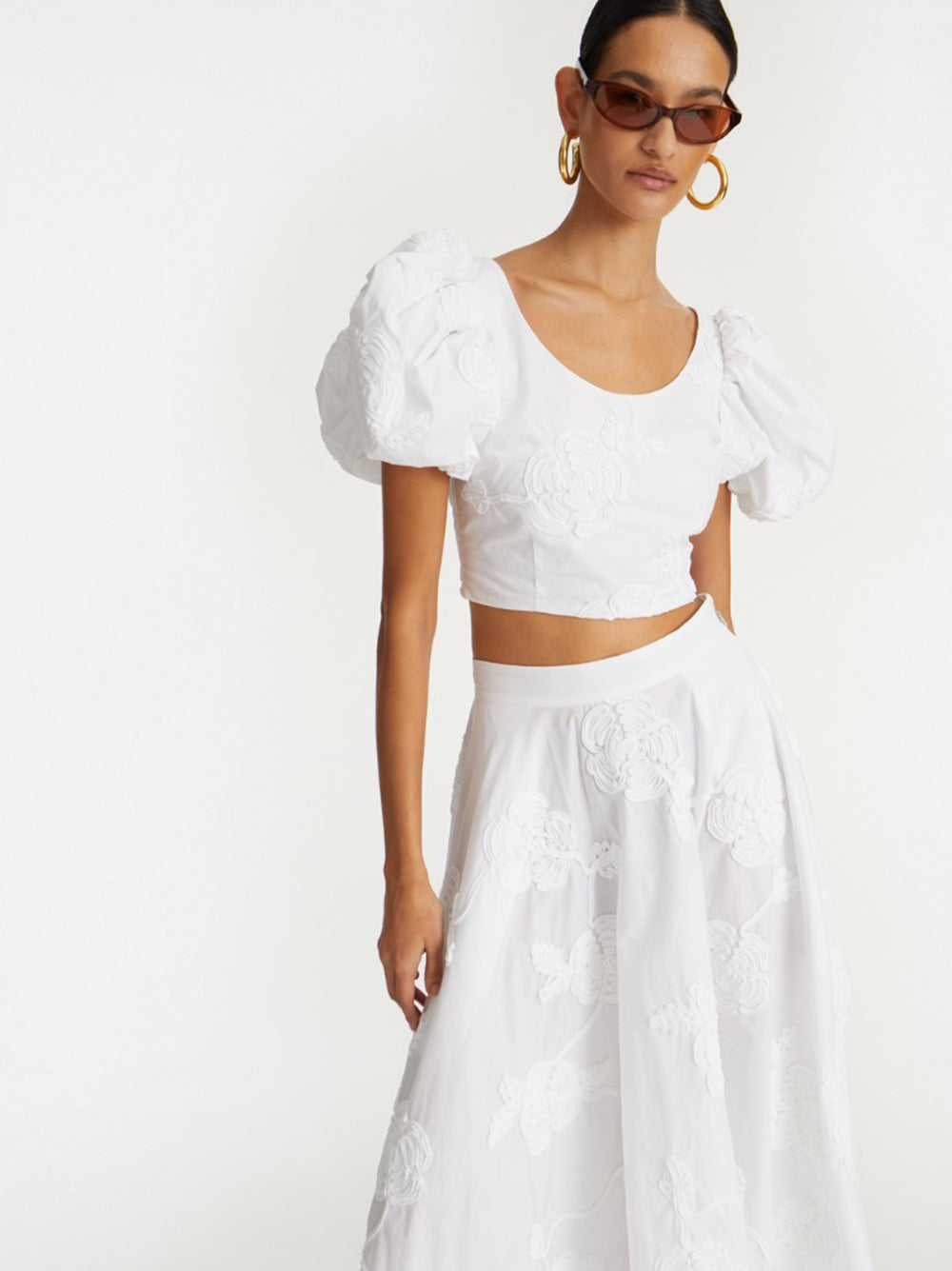 ROTATE BIRGERCHRISTENSEN Puff Sleeve Cotton Top - Size 34