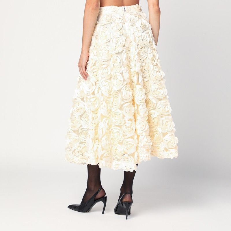 ROTATE BIRGERCHRISTENSEN Floral Appliqué Midi Skirt
