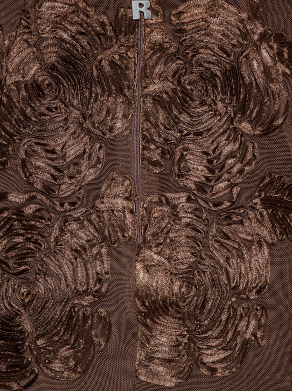 ROTATE BIRGERCHRISTENSEN Women's Midi Flower Mesh Pencil Skirt with Center Back Slit