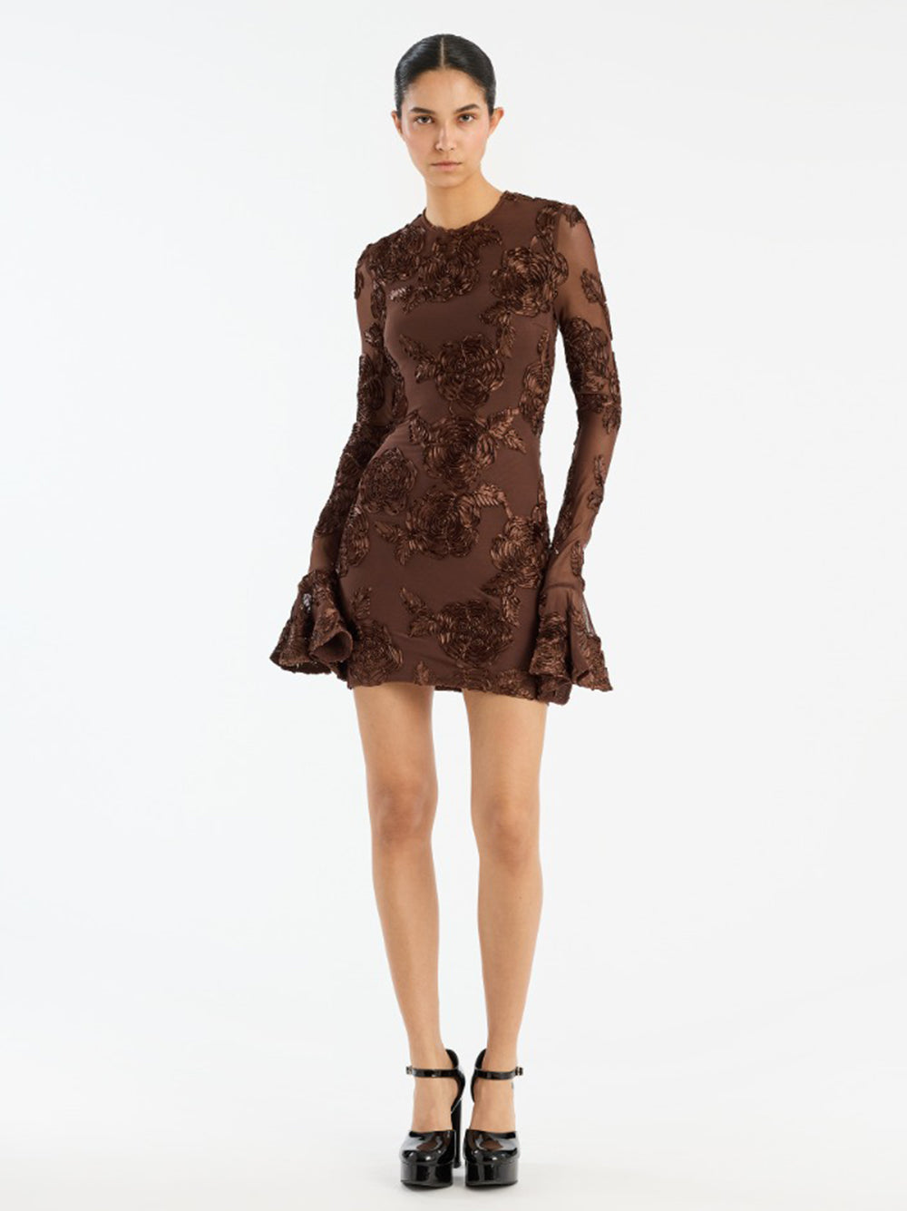 ROTATE BIRGERCHRISTENSEN Fitted Long Sleeve Mini Dress