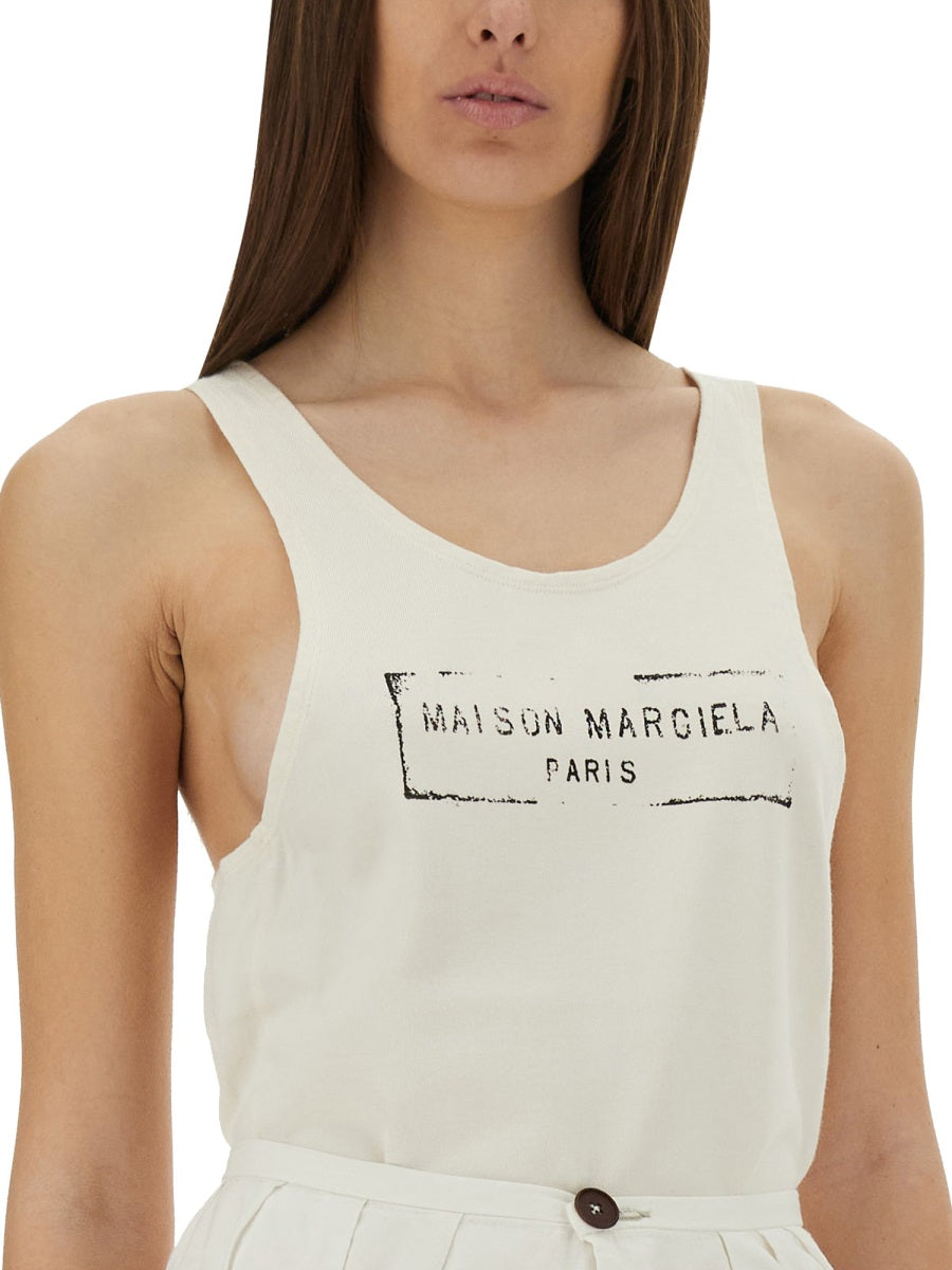 MAISON MARGIELA Slim Fit Logo Print Tank Top - Size S