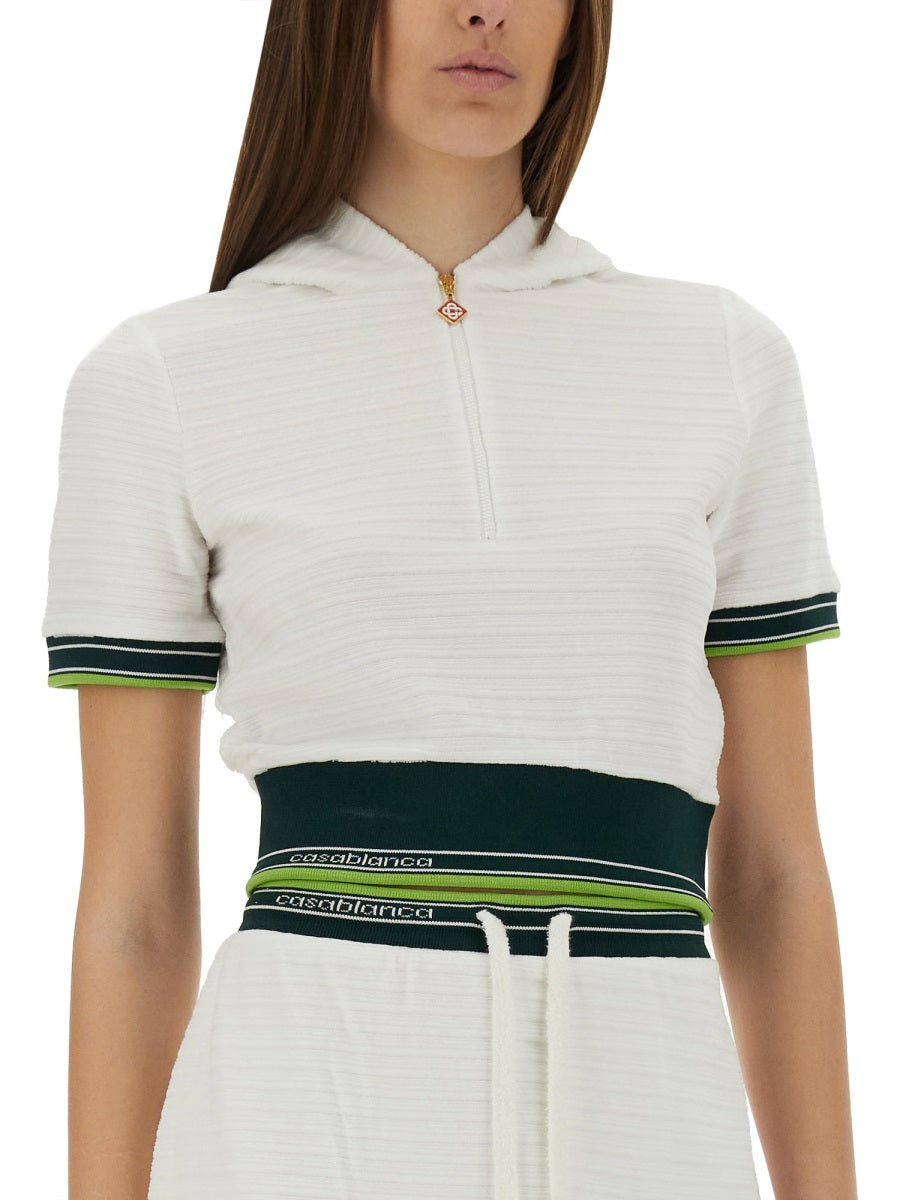 CASABLANCA Mini Cropped Tennis Shirt
