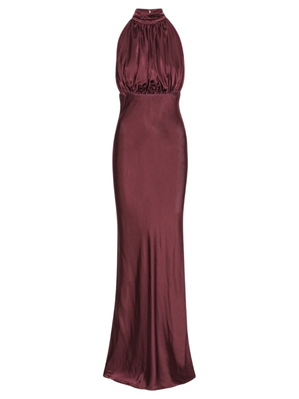 ROTATE BIRGERCHRISTENSEN Sleeveless Maxi Dress with Gathered Halterneck