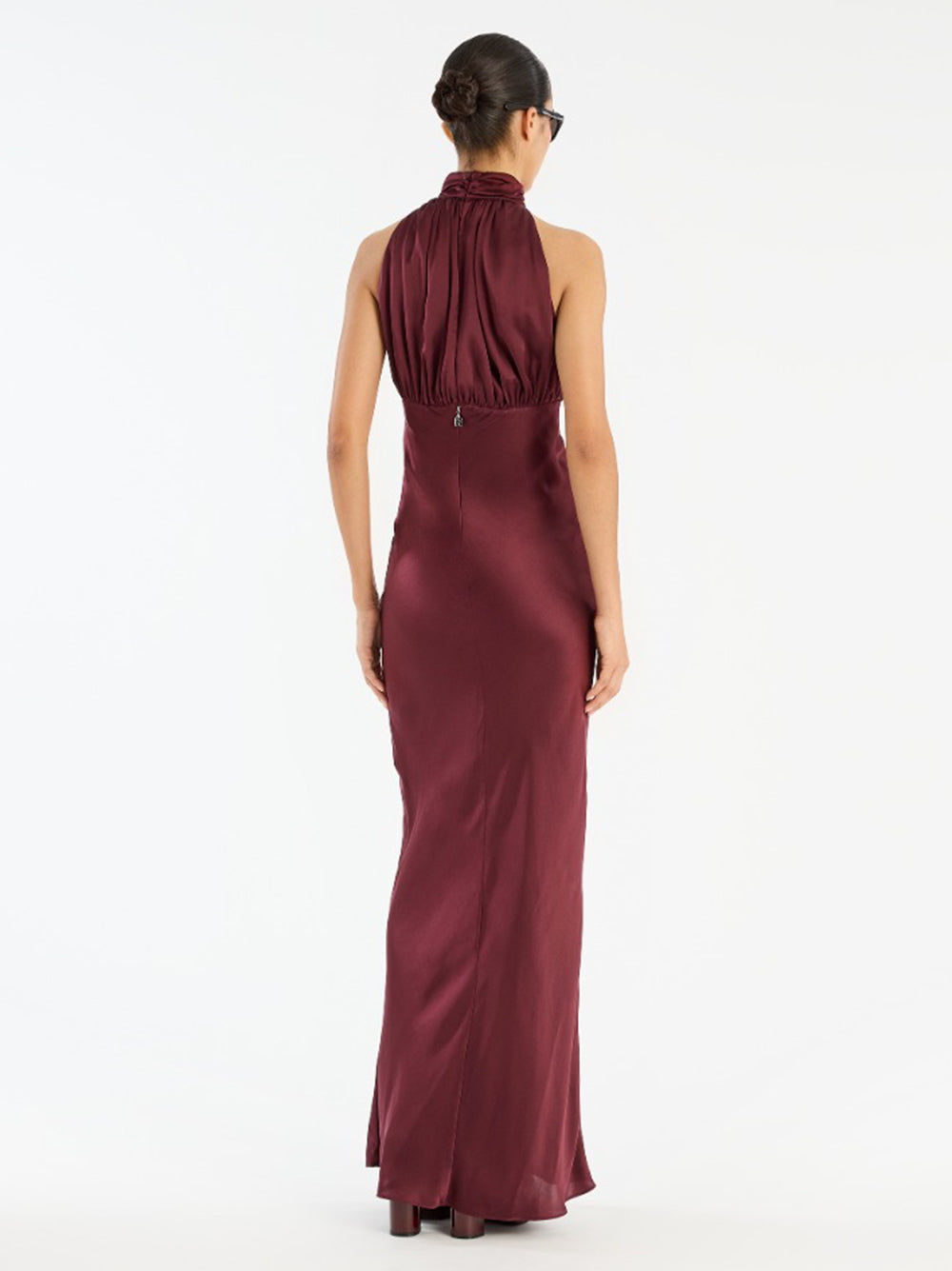 ROTATE BIRGERCHRISTENSEN Sleeveless Maxi Dress with Gathered Halterneck