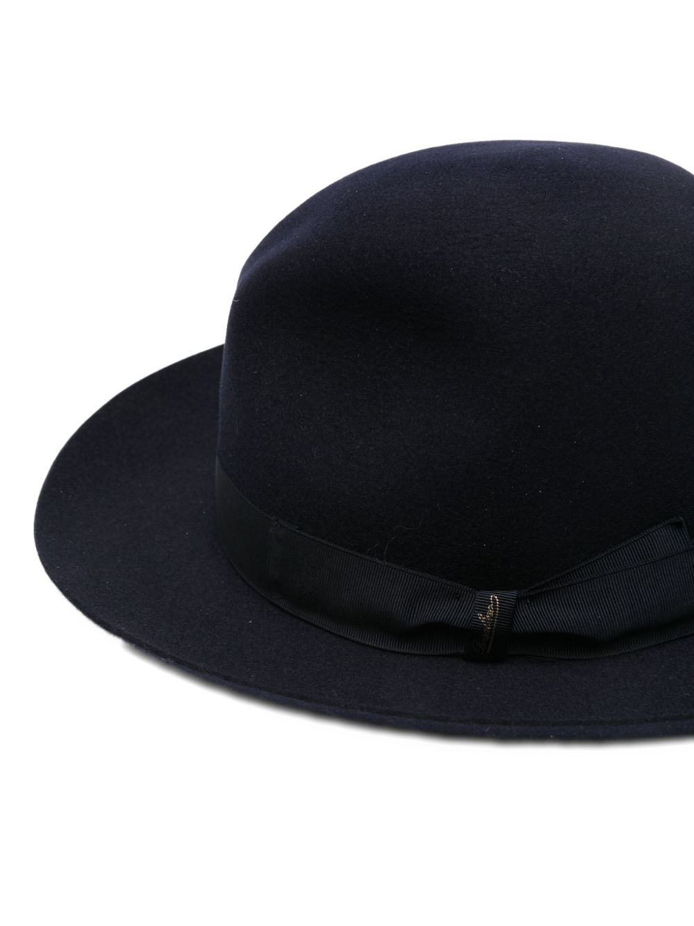 BORSALINO Wide Brim Felt Hat with Ribbon Band and Bow Detail