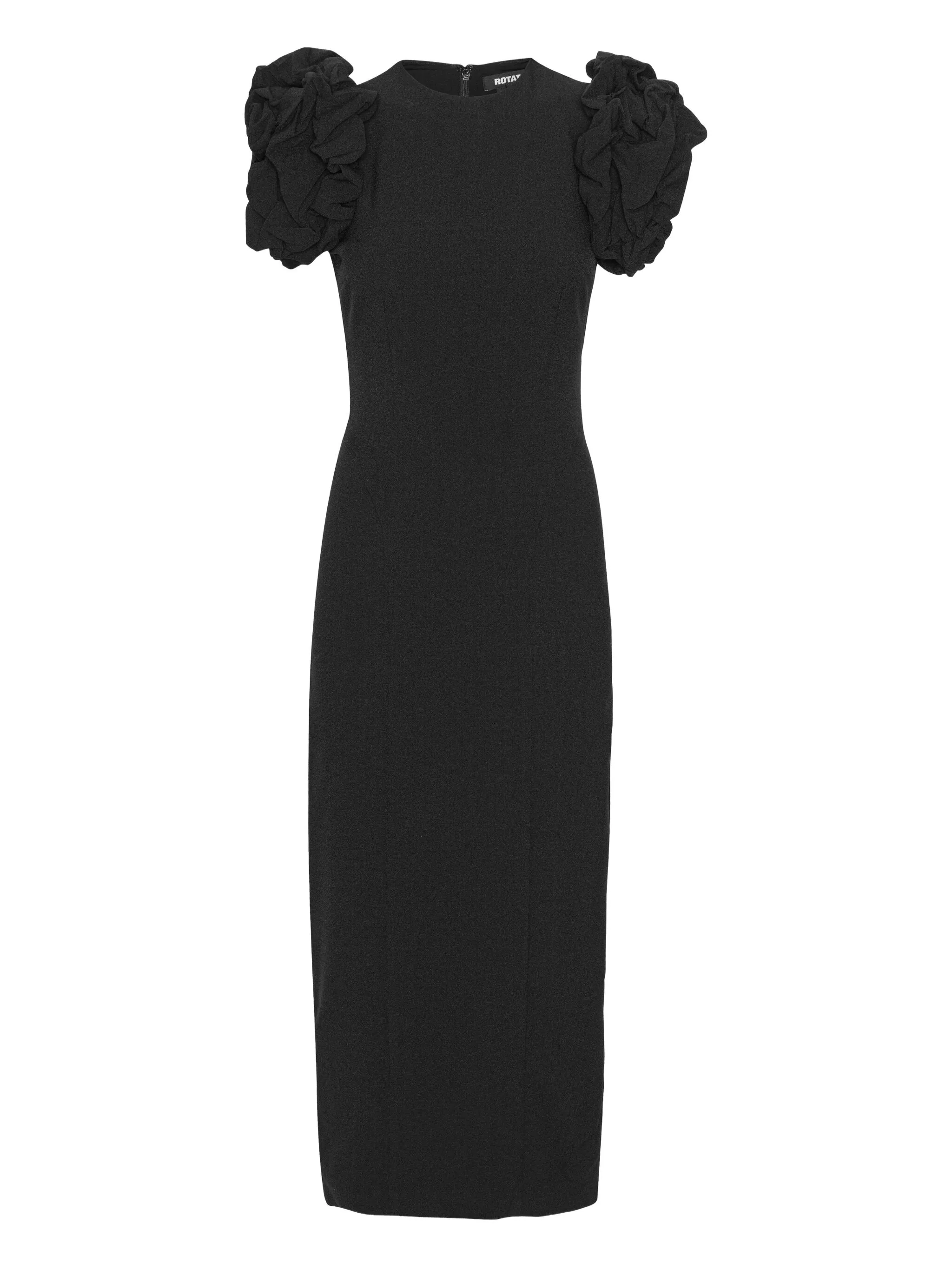 ROTATE BIRGERCHRISTENSEN Fitted Puffy Sleeve Midi Dress