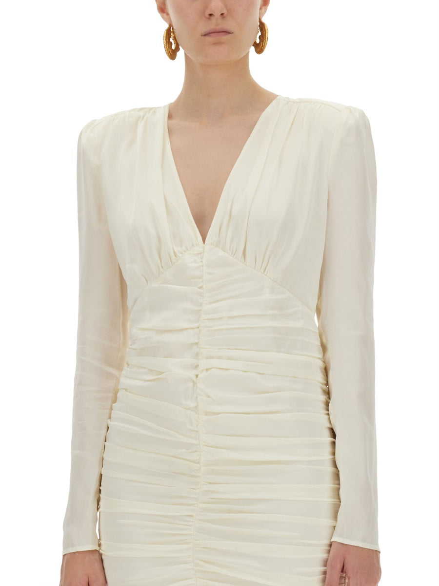 ROTATE BIRGERCHRISTENSEN Satin Gathered Mini Dress - Size 36