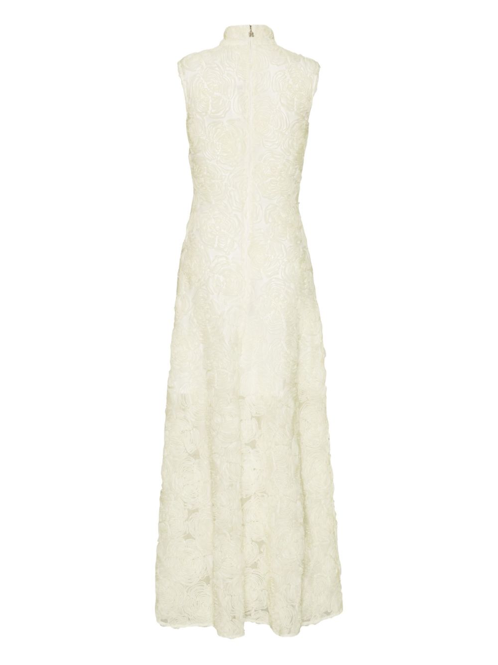 ROTATE BIRGERCHRISTENSEN Floral Mesh Maxi Dress with High Neck - Size 34