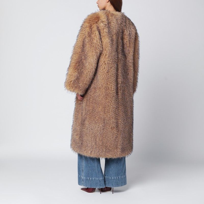 ROTATE BIRGERCHRISTENSEN Long Faux Fur Crewneck Jacket