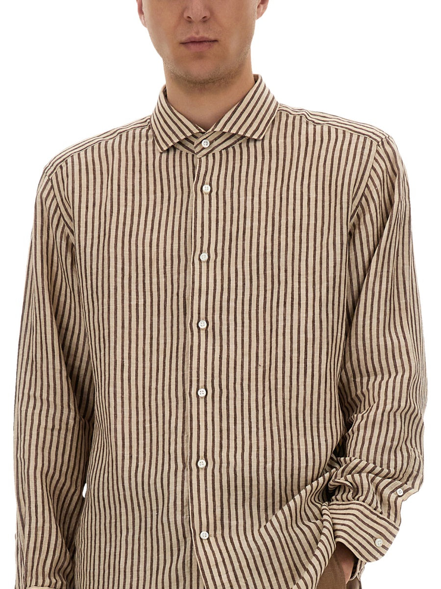 BOSS CAMEL Men's 100% Linen Spread Collar Shirt - Size 40