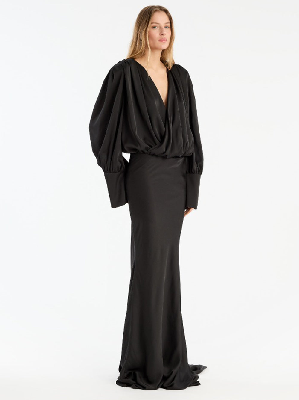 ROTATE BIRGERCHRISTENSEN Chic Chiffon Maxi Dress with Long Sleeves - Size 34