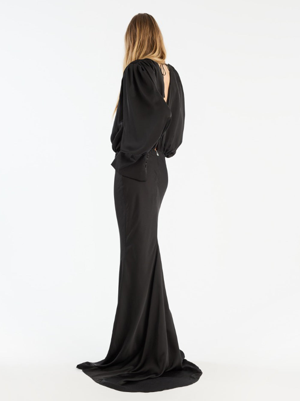 ROTATE BIRGERCHRISTENSEN Chic Chiffon Maxi Dress with Long Sleeves - Size 34