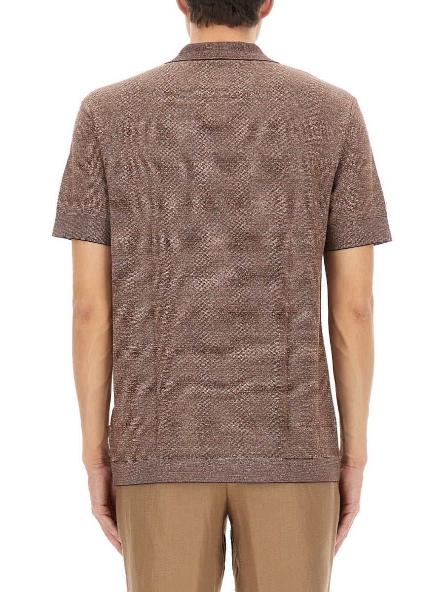 BOSS CAMEL Luxury Cotton-Linen-Silk Blend Polo Shirt