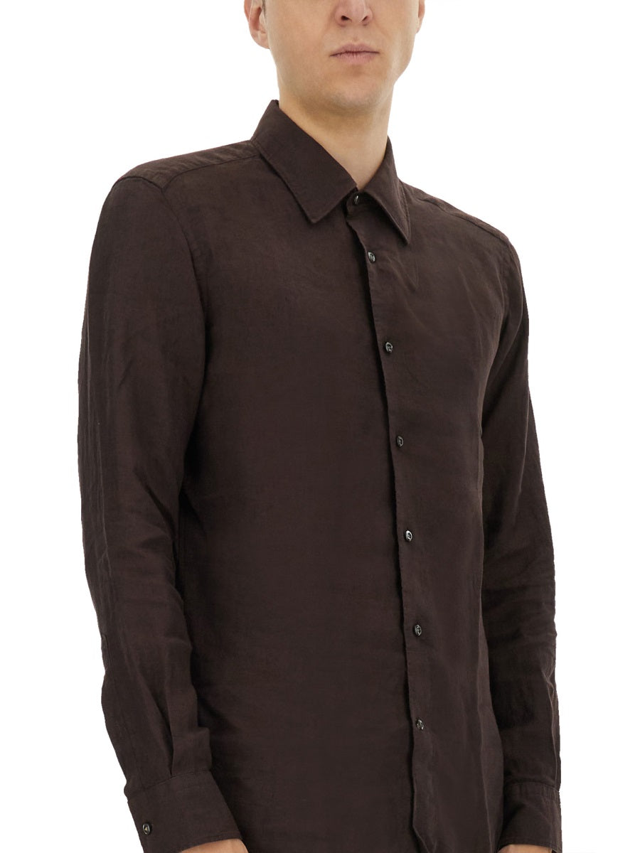 BOSS CAMEL Linen Shirt - Size 40 for Men