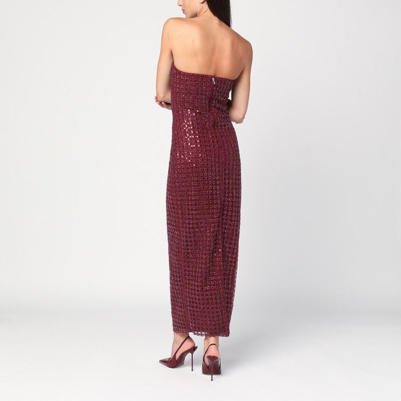 ROTATE BIRGERCHRISTENSEN Strapless Long Dress with All-Over Bead Pattern