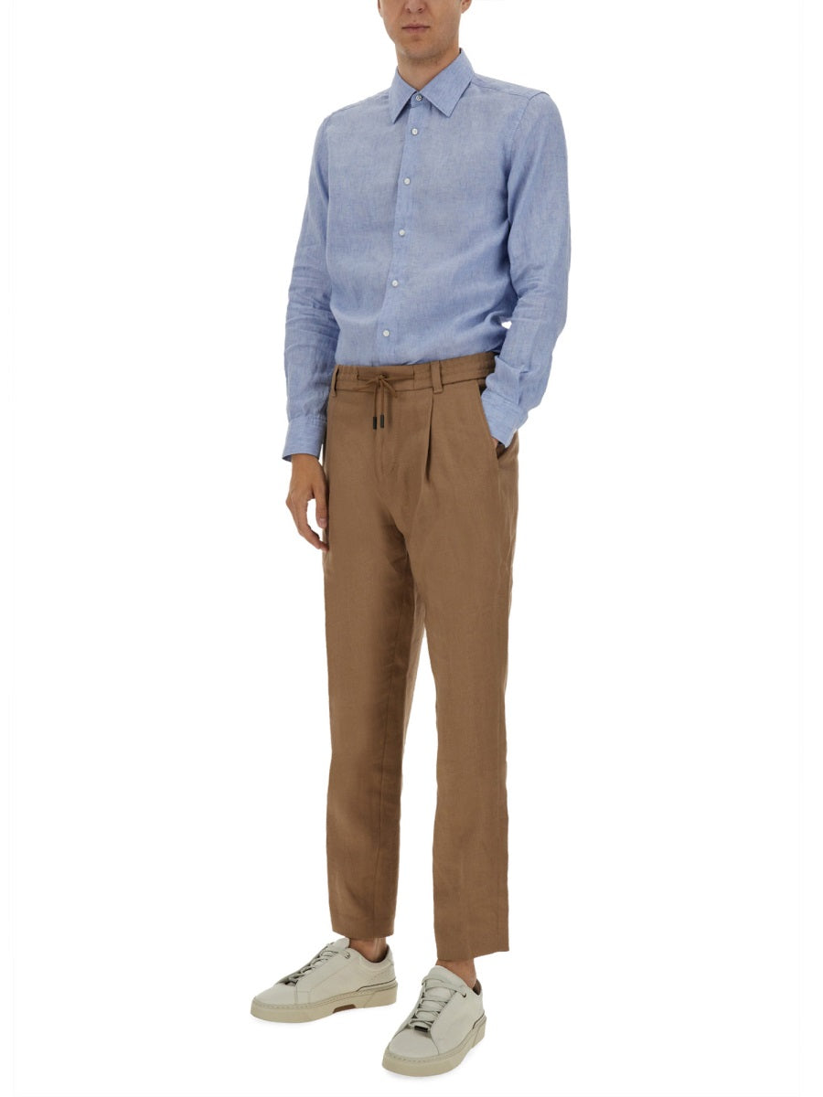 BOSS CAMEL Men's Linen Shirt - Size 40