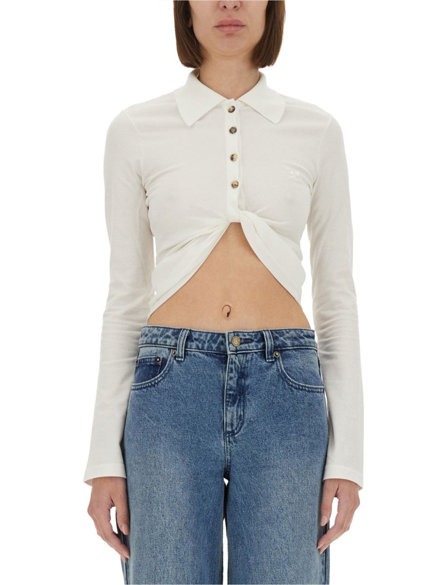 COURREGES Cropped Mini Polo Shirt